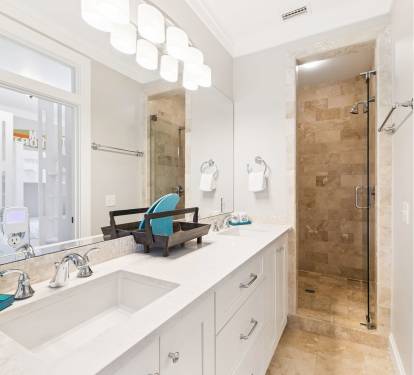 Bunk Room En-Suite - Dual Vanities + Walk-In Shower