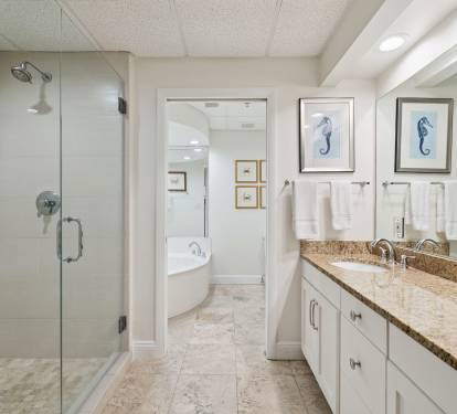Primary King En-Suite - Dual Vanities + Walk-In Shower