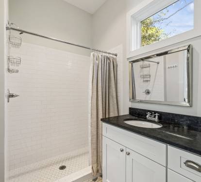 Primary King En-Suite - Single Vanity + Walk-In Shower