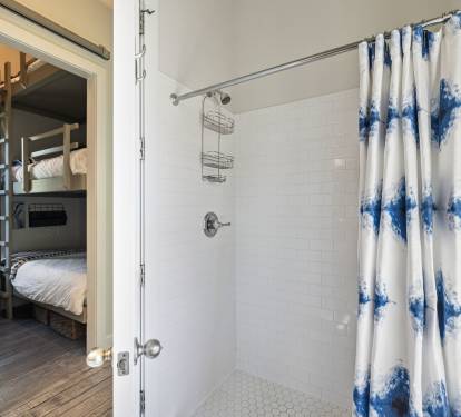 Shared Guest Bathroom - Single Vanity + Walk-In Shower
