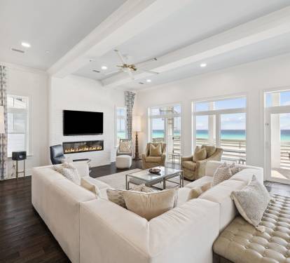 Bright & Airy Living Area with Wall to Wall Gulf Views