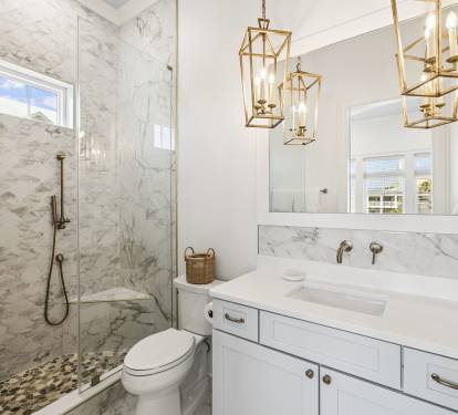 King Guest En-Suite - Single Vanity + Walk-In Shower