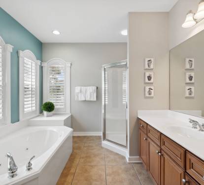 Primary King En-Suite - Soaking Tub + Walk-In Shower