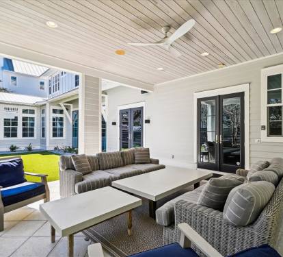Covered Patio with Cozy Furnishings