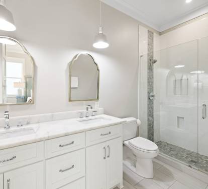 King Guest En-Suite - Dual Vanities + Walk-In Shower