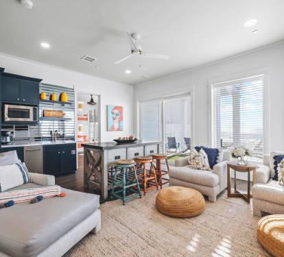 1st Floor - Kitchette and Living Space with Access to Pool Deck