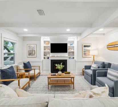 1st Floor Living Area - Equipped with a Flat-Screen TV