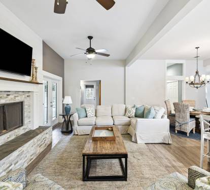 Cozy Living Area with Ample Seating + Flat-Screen TV