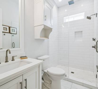 2nd Floor Guest Bathroom - Single Vanity + Walk-In Shower