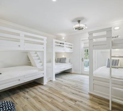 2nd Floor Bunk Room - 2 Queen over Queen Bunks + 1 Twin over Twin Bunk