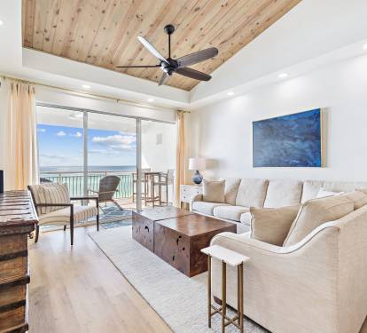 Cozy Living Area with Wall to Wall Gulf Views