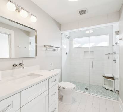 Primary King En-Suite - Single Vanity + Walk-In Shower