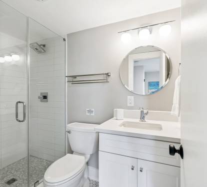 2nd Floor Guest Bathroom - Single Vanity + Walk-In Shower
