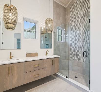 King Guest En-Suite - Dual Vanities + Walk-In Shower