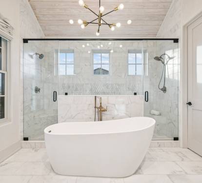 Relax & Unwind in the Oversized Soaking Tub + Expansive Walk-In Shower