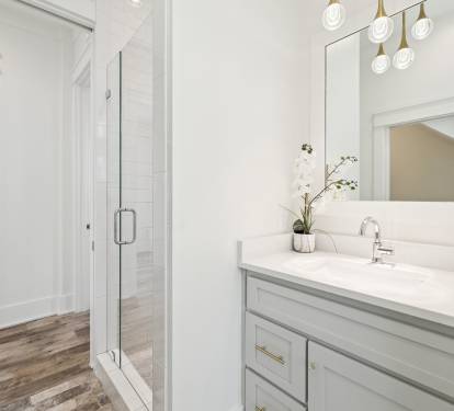 1st Floor Guest Bathroom - Single Vanity + Walk-In Shower