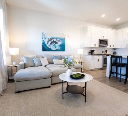 Open Concept Living, Dining, and Kitchen