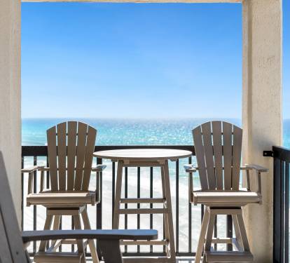 Step onto your private balcony and sink into comfortable chairs with morning coffee as endless turquoise waters sparkle before you.