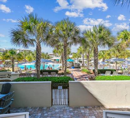 Lagoon Pool and Paved Patio in the Back of the House