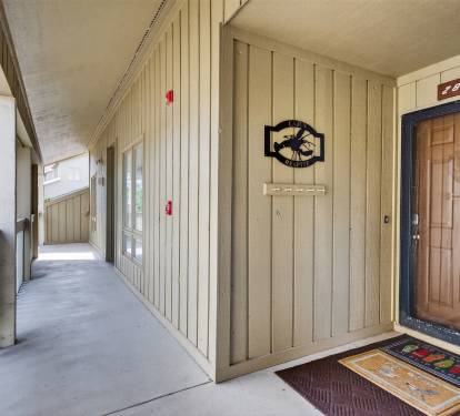 Welcome to Cajun Respite! You'll find your private entrance along this peaceful covered walkway, with your own decorated doorway ready to greet you.