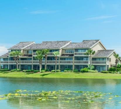 Peaceful lakeside setting with scenic golf course surroundings and relaxing coastal charm.