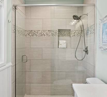 Primary Bathroom with updated shower