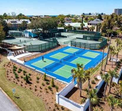 Serve up some fun on championship tennis and pickleball courts, all just steps from your front door.