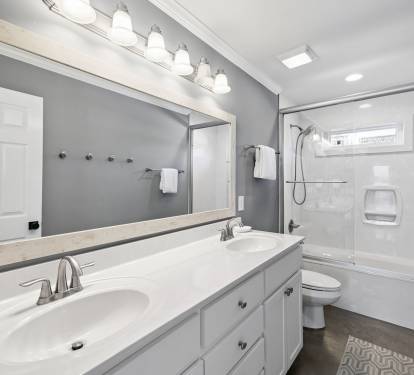 1st Floor Guest Bathroom - Dual Vanities + Shower/Tub Combo