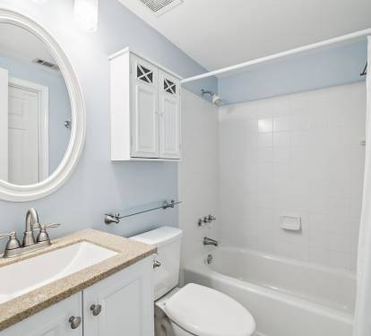 Queen Guest En-Suite - Single Vanity + Shower/Tub Combo