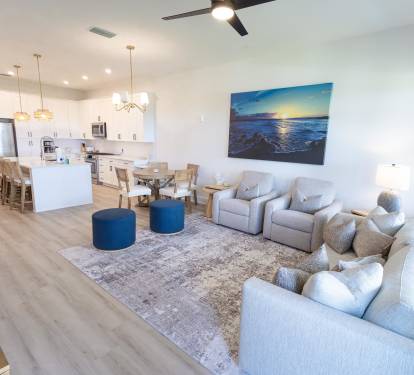 Open Concept Living, Dining, and Kitchen