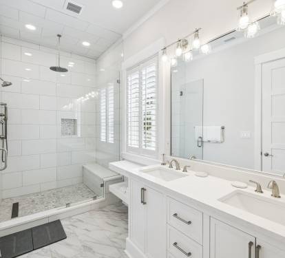 Primary King En-Suite - Dual Vanities + Walk-In Shower
