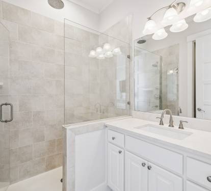 King Guest En-Suite - Single Vanity + Walk-In Shower