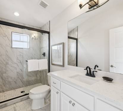 3rd Floor Guest Bathroom - Single Vanity + Walk-In Shower