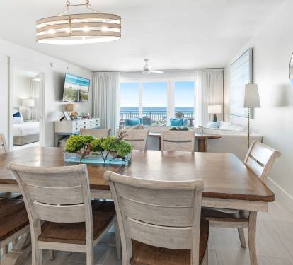 You'll love gathering around this elegant dining table with stunning ocean views as your backdrop during meals.