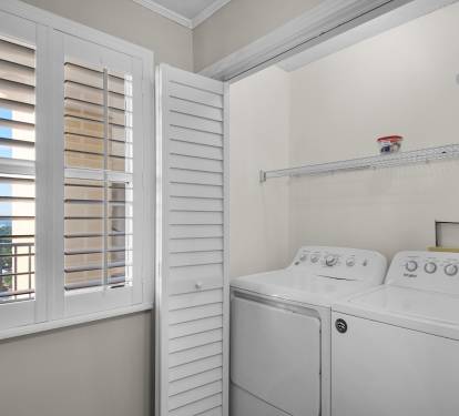 Your laundry space is bright and convenient, with a full-sized washer and dryer ready whenever you need them during your stay.