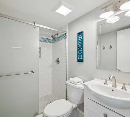 Shared Guest Bathroom - Single Vanity + Walk-In Shower