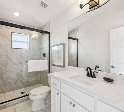 3rd Floor Guest Bathroom - Single Vanity + Walk-In Shower