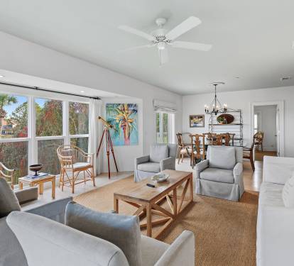 Open living area designed for comfort and relaxation, making this second-floor Sandestin condo an excellent choice for golfers traveling together.