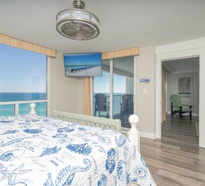 Wake up to stunning ocean views from your comfortable bed, with private balcony access for morning coffee overlooking endless blue waters.