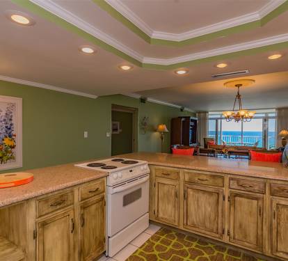 Your fully equipped kitchen features ocean views and everything you need to prepare meals during your stay.