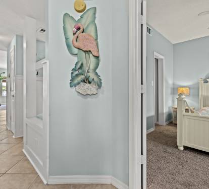 Your charming coastal retreat features playful flamingo decor and bright, airy spaces that instantly transport you to paradise.