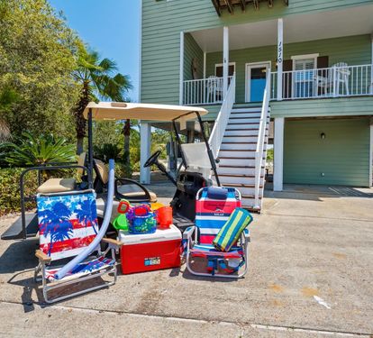 Salty Seashell Golf Cart and Beach Equipment Available for Additional Charge