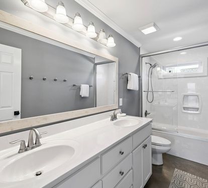 1st Floor Guest Bathroom - Dual Vanities + Shower/Tub Combo
