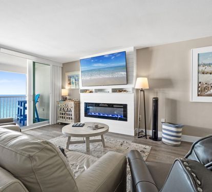 Sink into plush leather seating while ocean waves dance outside your window. Your cozy fireplace and stunning sea views create the perfect retreat.