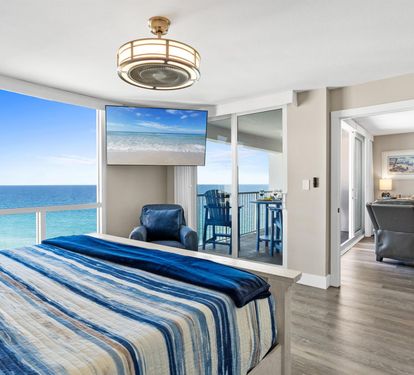 Wake up to breathtaking ocean views from your bed, with waves stretching to the horizon and your private balcony just steps away.