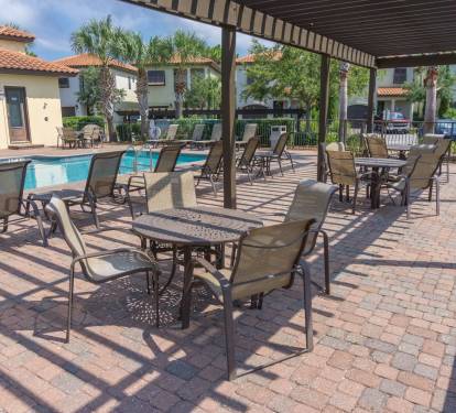Need a break from the sun? There's a covered awning for the chairs