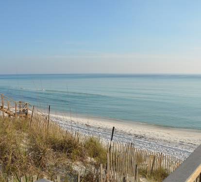 30A beach with a boardwalk.