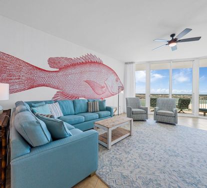 Caribe Penthouse C1 Living Room with Two Queen Sleepers
