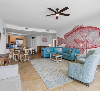 Caribe Penthouse C1 Living Room with Two Queen Sleepers