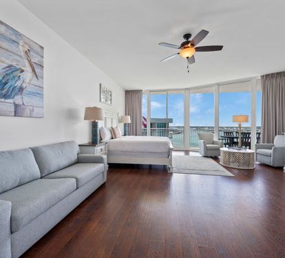 Caribe Penthouse C1 Primary Bedroom with King Bed and Queen Sleeper Sofa